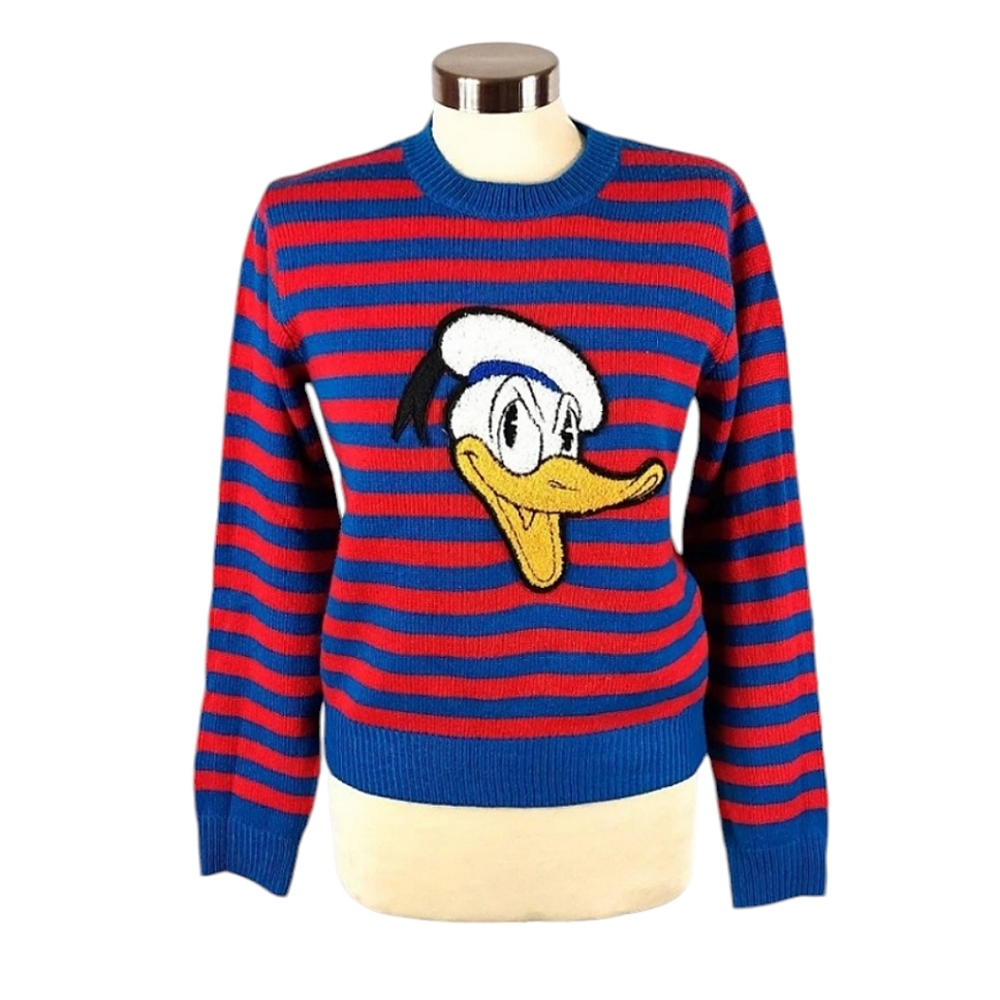 Disney x Forever 21 Donald Duck Striped Crew Neck Sweater